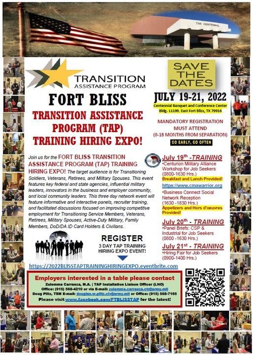Fort Bliss 3Day Transition Assistance Program Training Hiring Expo